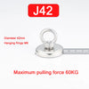 Silberner Hängeschmuckring mit 42 mm Durchmesser und maximaler Zugkraft von 60 KG