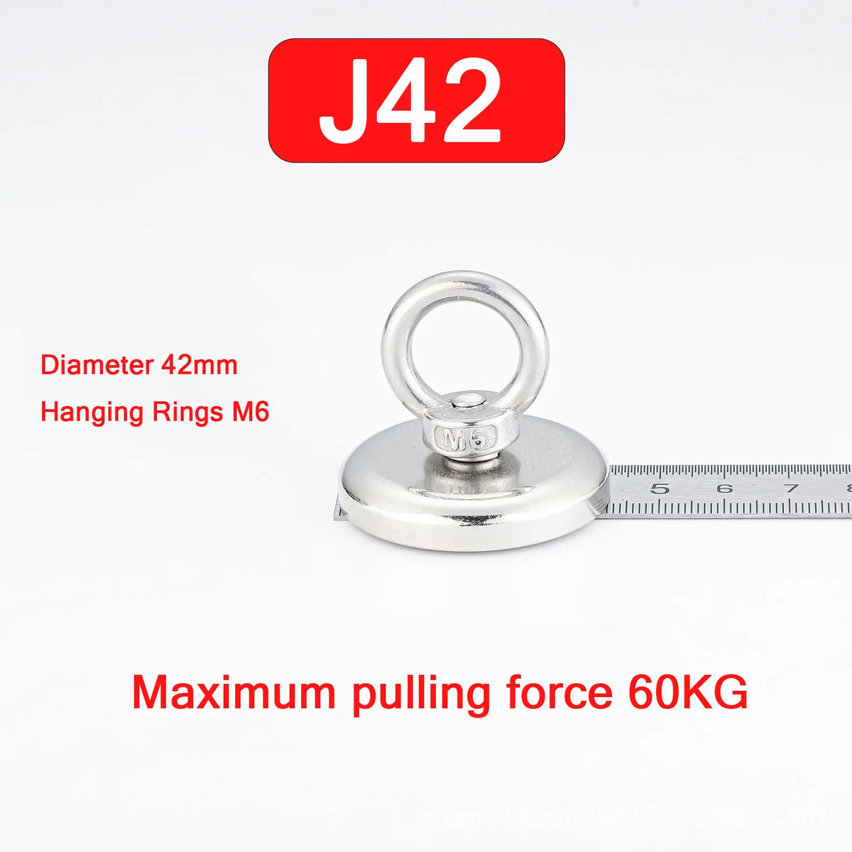 Silberner Hängeschmuckring mit 42 mm Durchmesser und maximaler Zugkraft von 60 KG