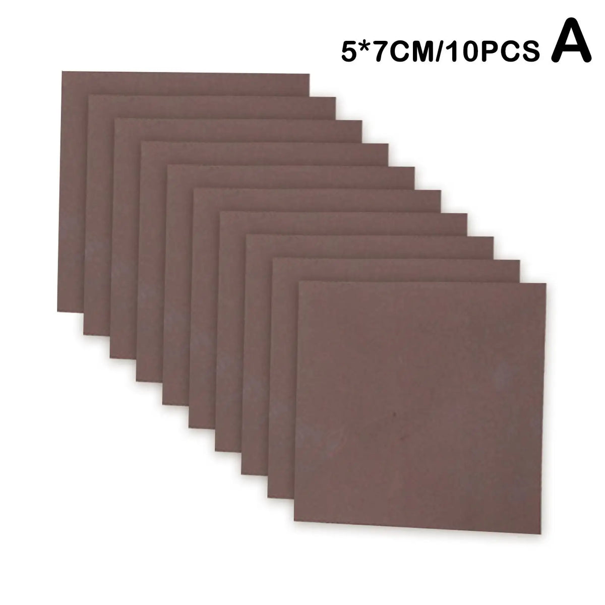 A stack of ten sheets of brown chemical smoke magic paper, measuring 5x7cm each.