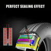 Close-up of a tire sealing effect demonstrating the use of a universal tire repair nail kit on a tire tread.