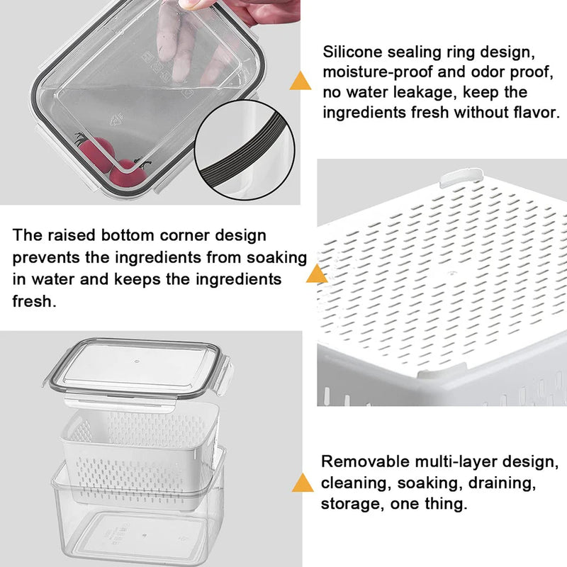 Produce Storage Bin with Removable Colander – Airtight, BPA-Free