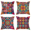 Boho Chic Mandala Pillow Covers Set of 4 – Colorful Decorative Cushion Covers for Indoor & Outdoor Use