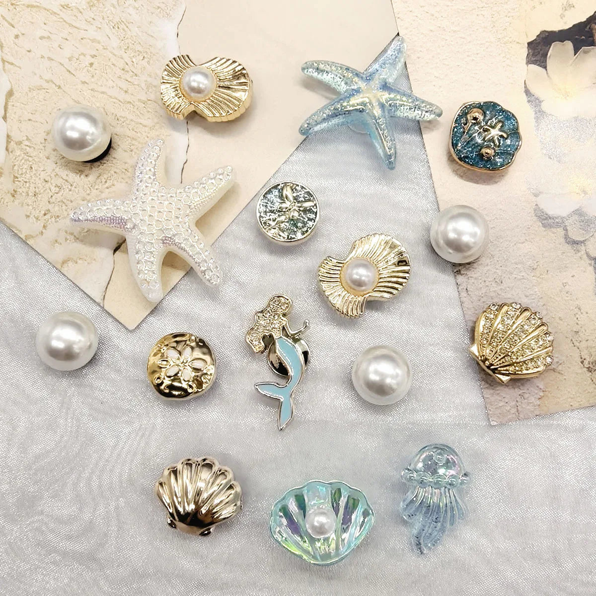 Beach-Themed Shoe Charms Set - 16 Pieces