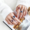 Adjustable Silver-Plated Cushion-Cut CZ Statement Ring