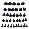 A set of black safety noses with washers for stuffed animals and DIY crafts.