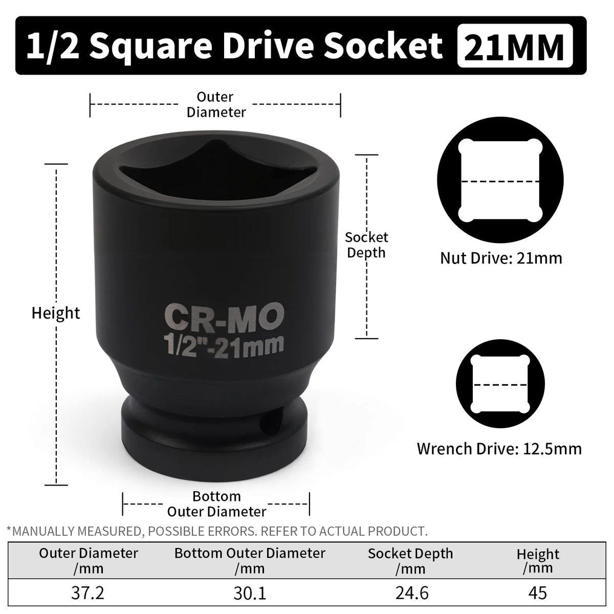 Heavy-Duty Square Drive Impact Socket Adapter Set