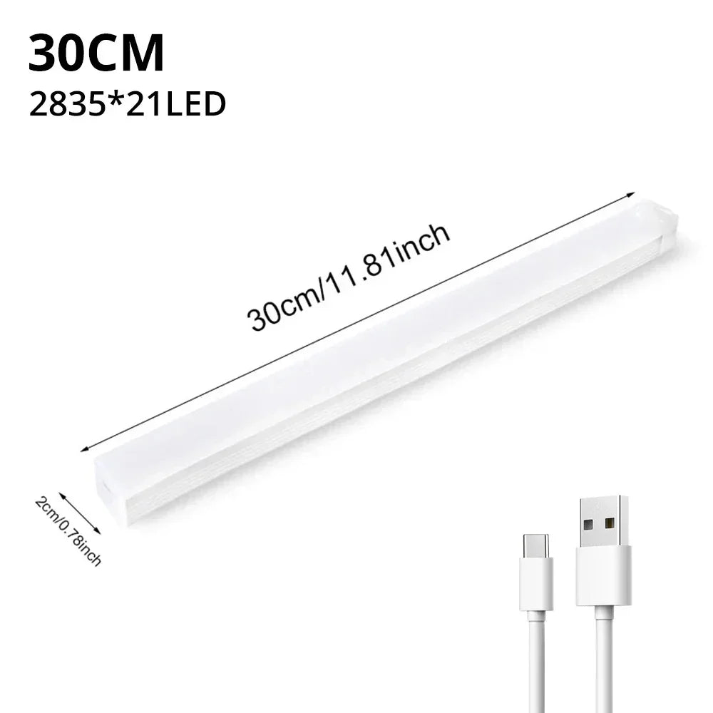 A white LED light bar with a rectangular shape and a connector visible on the end.