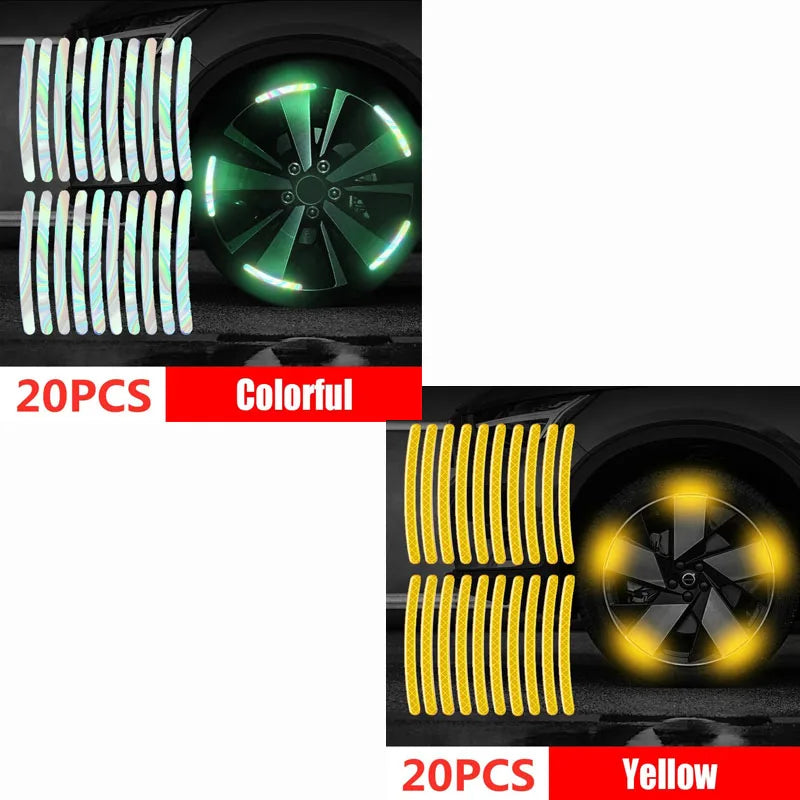 Multicolor Reflective Wheel Hub Stickers for Cars and Motorcycles