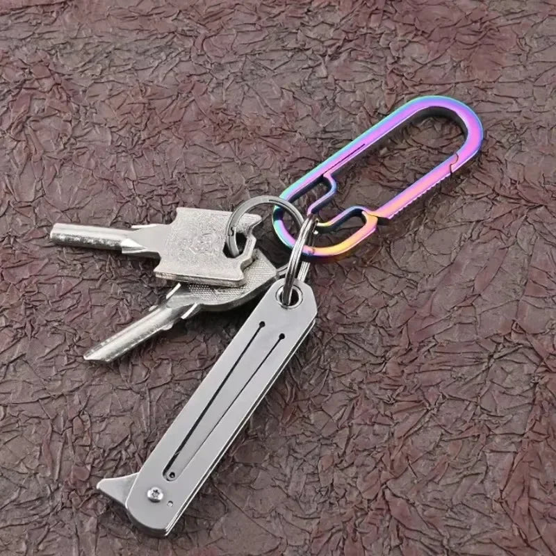 Compact Stainless Steel Folding Knife with Keychain