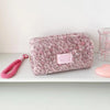 Leopard Print Plush Makeup Bag with Carry Handle