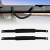 Black paracord grab handles for a Ford Bronco, shown attached to the vehicle's exterior.
