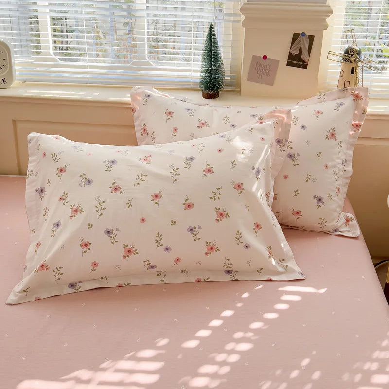 Floral Print 100% Cotton Duvet Cover Set with Two Pillow Shams