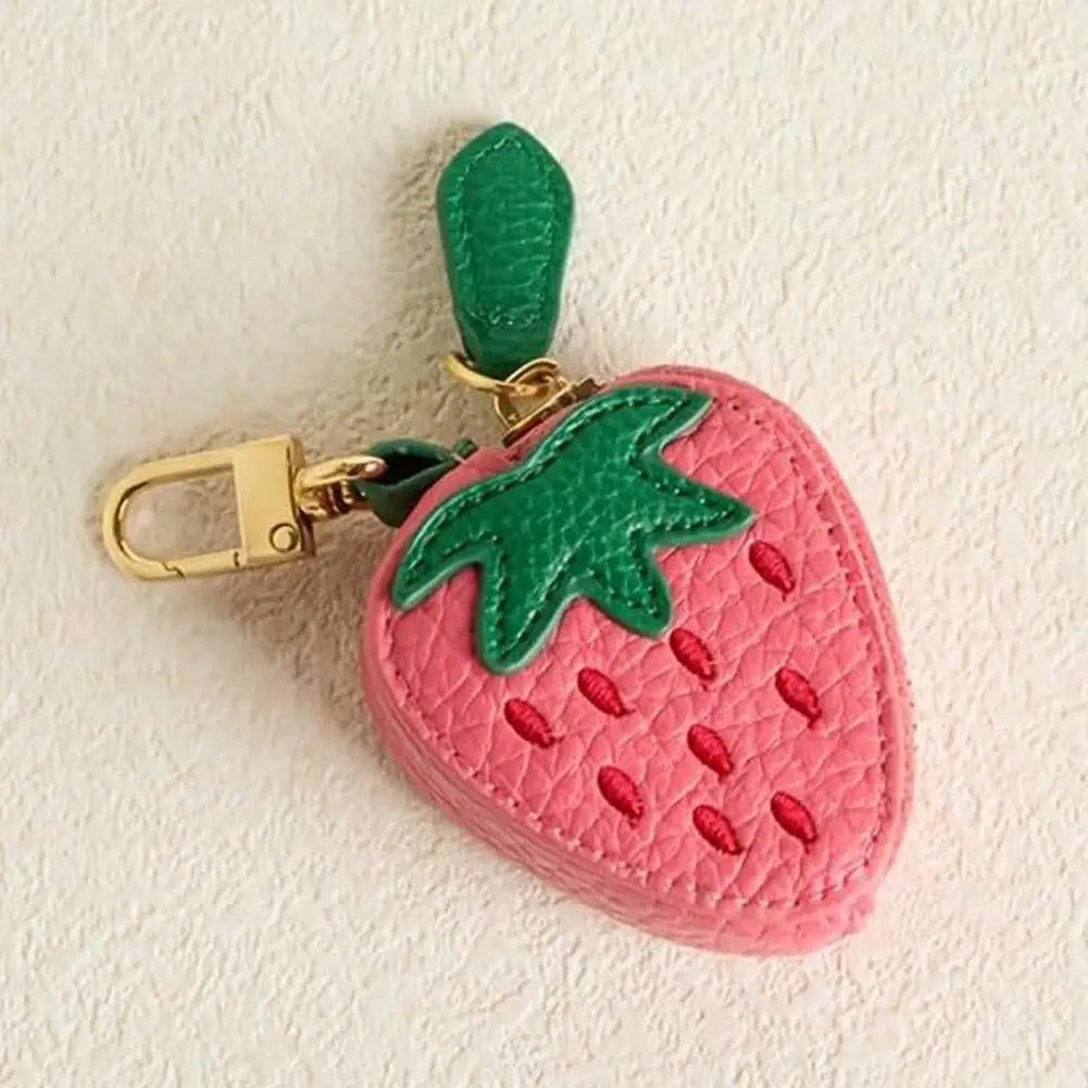 Fruit-Shaped PU Leather Coin Purse with Keychain