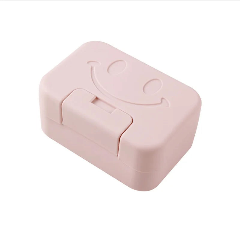 Smiley Face Lidded Soap Dish for Bathroom & Travel