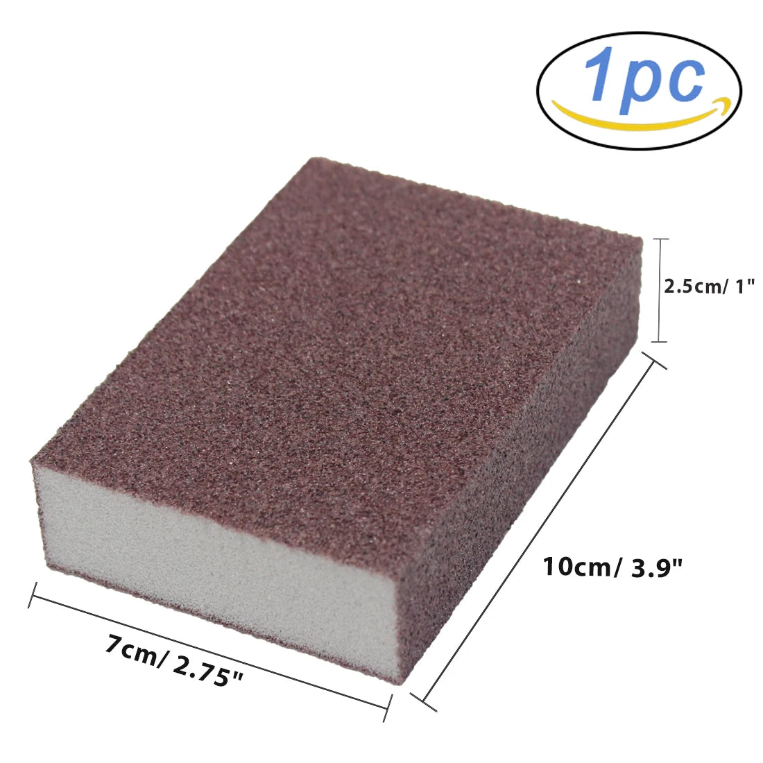 A rectangular block of pink emery sponge with a white core, shown in a perspective view.