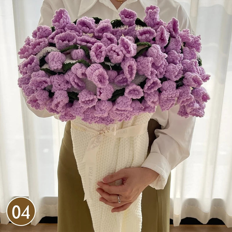 Hand Knitted Rose Bouquet Throw Blanket