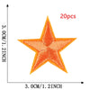 A single orange star embroidery patch is shown against a measurement scale, indicating its size is 3.0cm or 1.2inch.