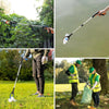 A person uses a foldable grabber tool with a magnetic swivel head to pick up debris from water.