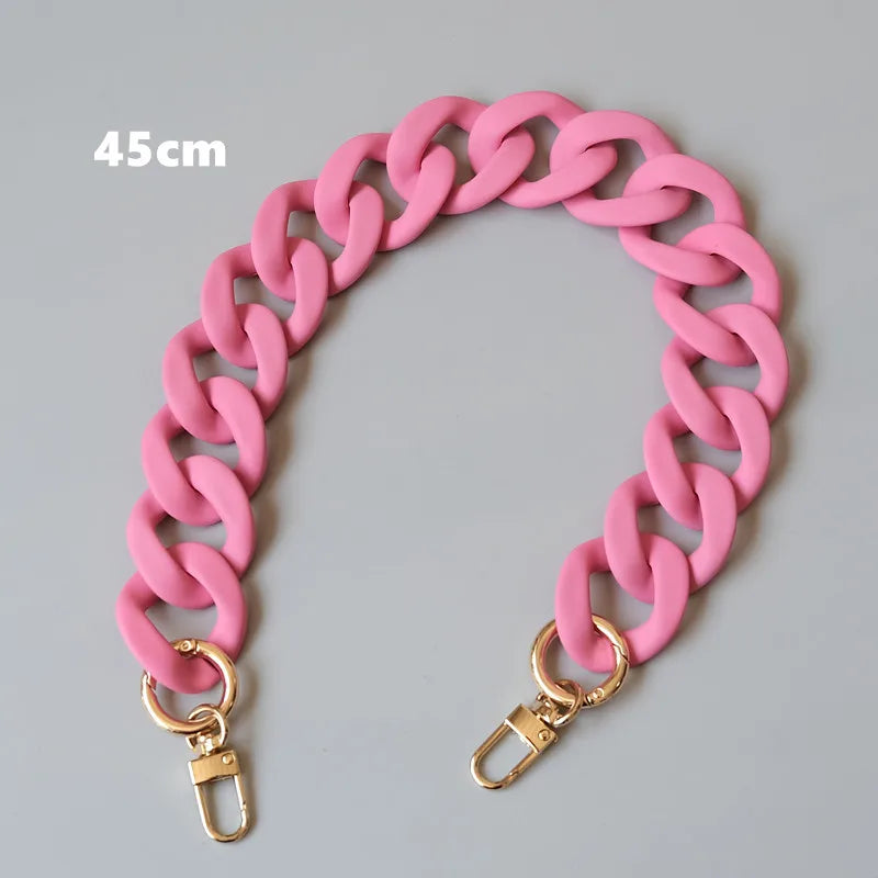 Matte Candy Pink Resin Handbag Chain – Detachable Shoulder Strap