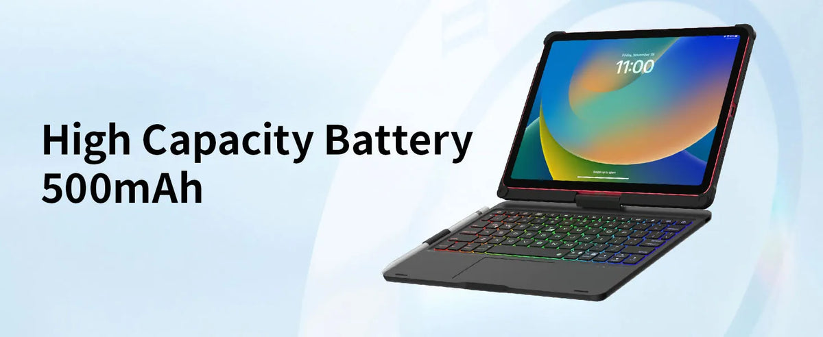 Backlit Keyboard Case with Trackpad & 360° Swivel for iPad