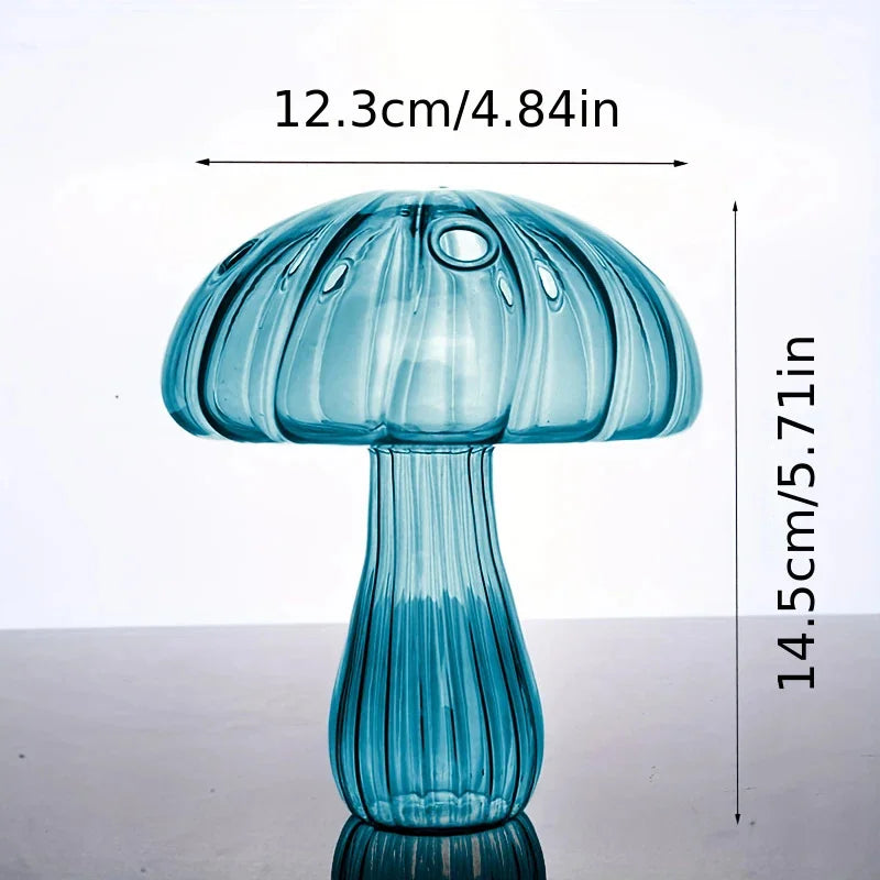 Colorful Glass Mushroom Vase for Hydroponic Plants