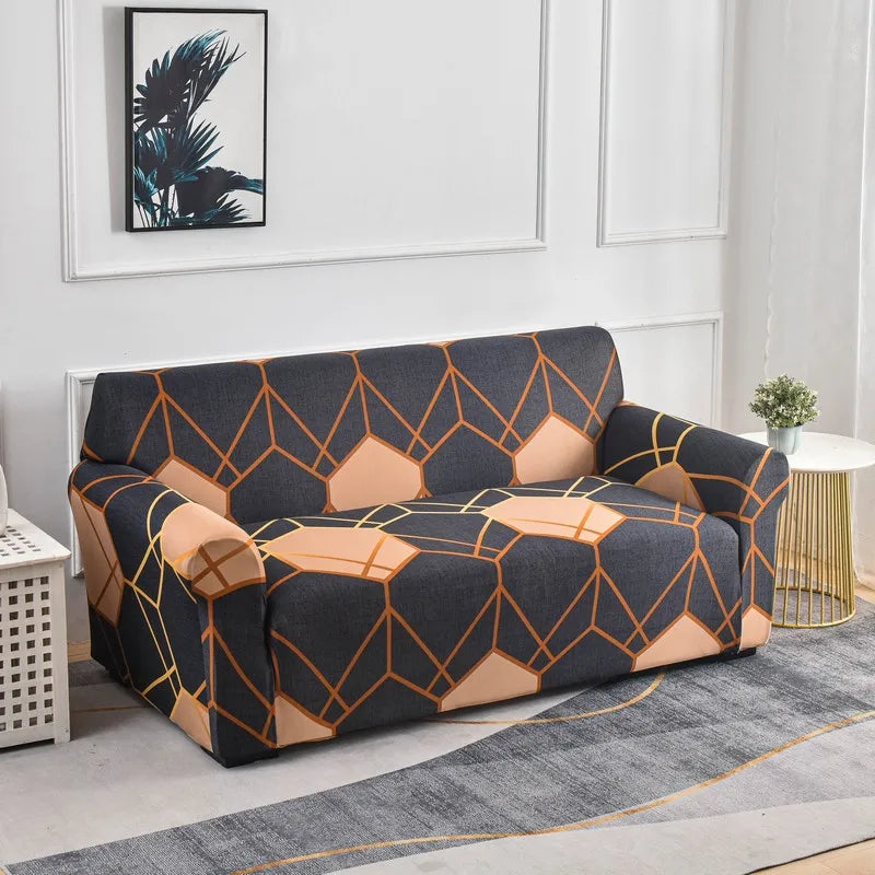 Stretch Floral Sofa Cover with Anti-Slip Grip
