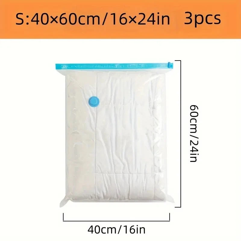 White vacuum compression bag for clothes or bedding, measuring 40x60cm or 16x24in.