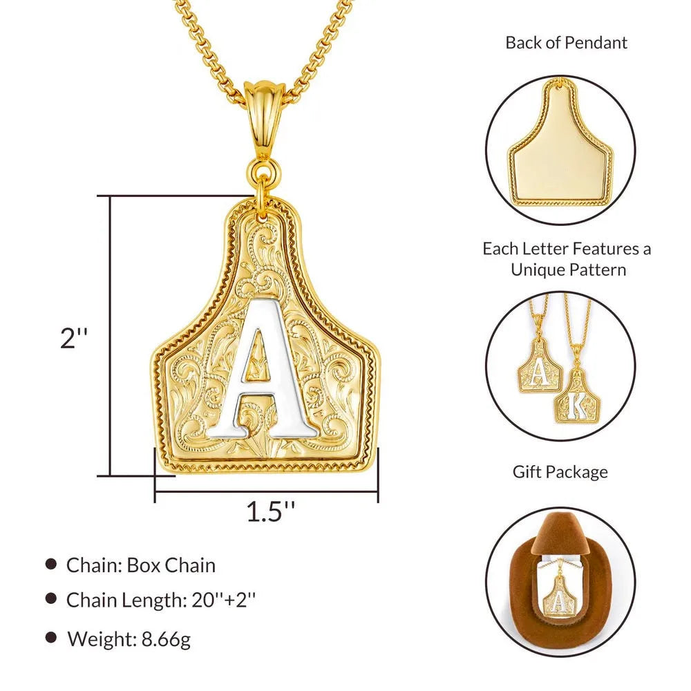 Collier avec lettre initiale en or, pendentif A orné sur chaîne de boîte