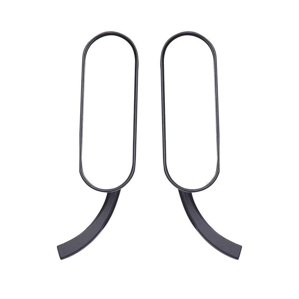 A pair of universal chrome black motorcycle side rear view mirrors.