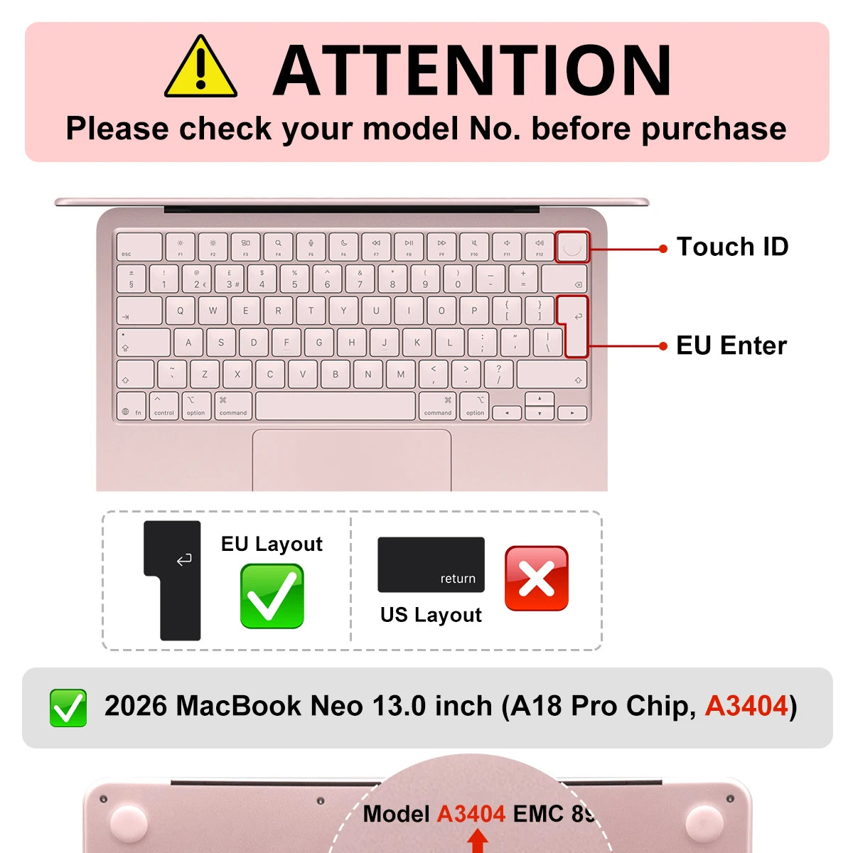 Silicone Keyboard Cover for MacBook Neo 13-inch (2026, EU Layout)