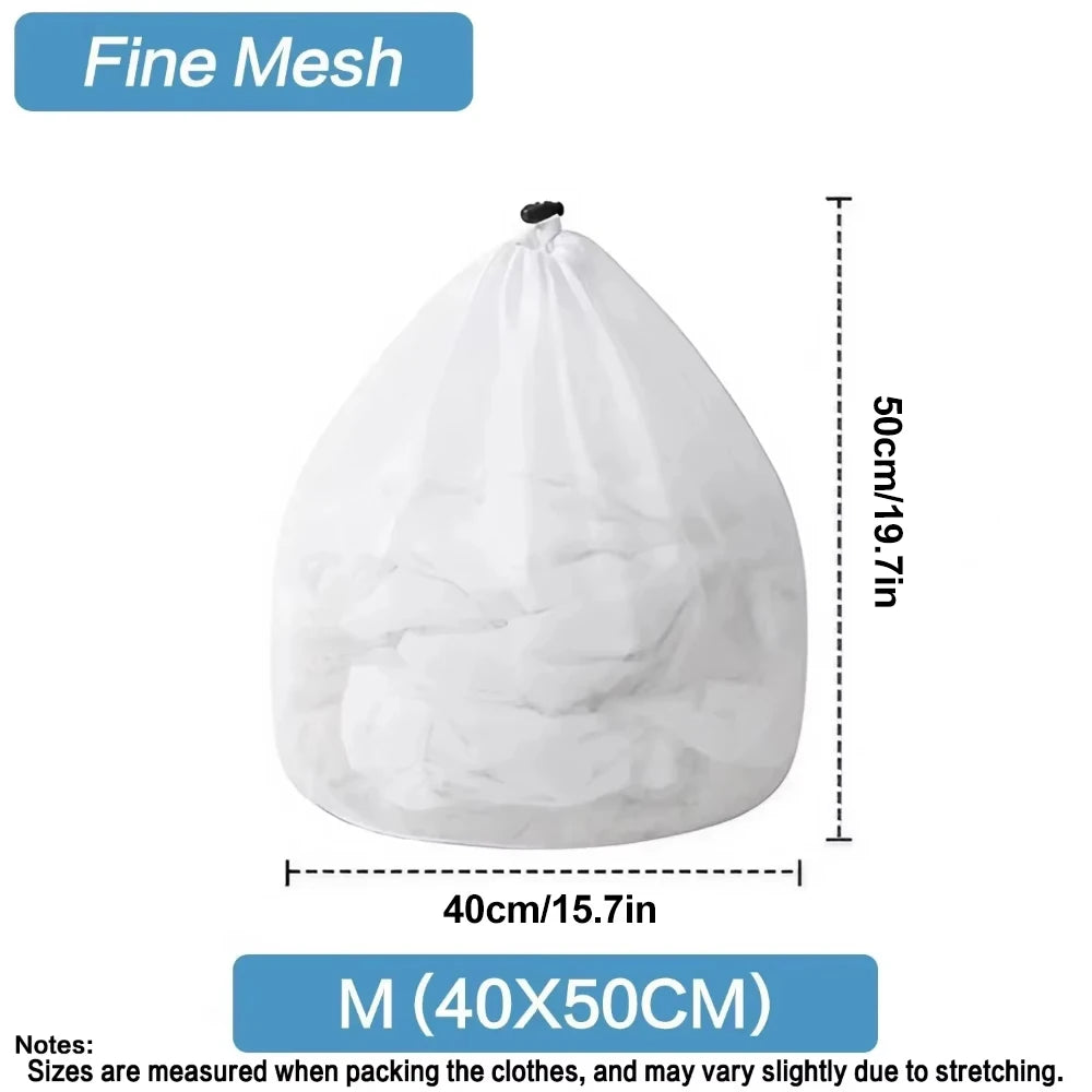 Mesh Laundry Bags with Drawstring – Set of 4 Sizes for Delicates, Jeans & Blankets