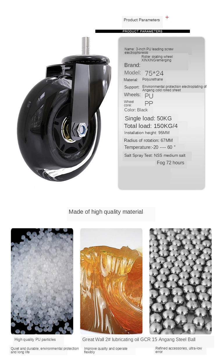 5-Pack 3-Inch Swivel Casters with Brakes and Threaded Stems