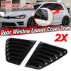 A pair of black rear window louver cover trim pieces for a Volkswagen Golf MK7 or GTD model.