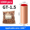 Bag of 1000 pieces of GT-1.5 copper crimping terminals with a 1.5mm outer diameter and 2mm thickness.