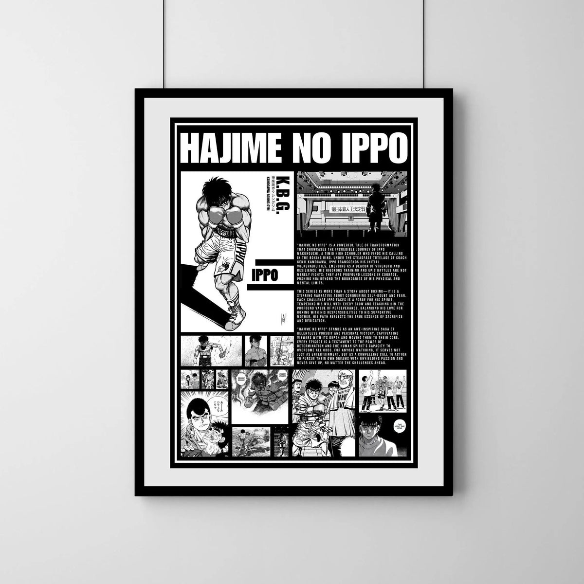Canvas wall art featuring the title Hajime no Ippo Boxing Anime with illustrations of boxers.