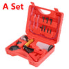 A set of professional brake bleeder and vacuum pump kit with gauge in a red plastic case
