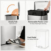 Stainless Steel 13-Gallon Pedal Trash Can with Removable Liner