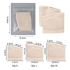 Three sizes of beige gel forefoot cushion pads shown with dimensions for foot pain relief.