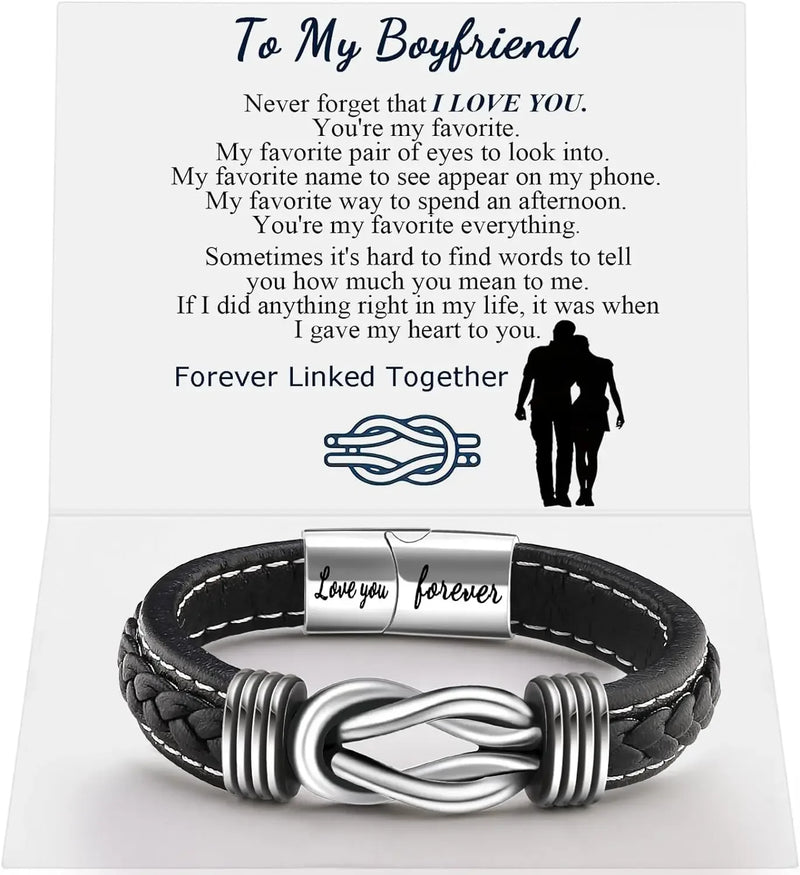 Infinity Knot Leather Bracelet for Men