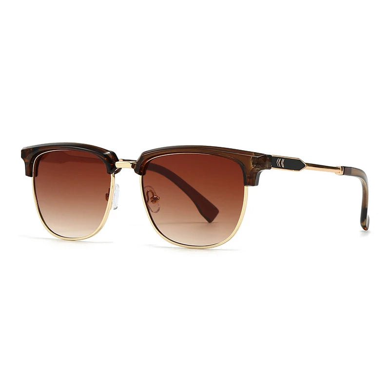 Lunettes de soleil rétro à monture demi-cadre
