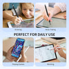A collection of images showing a precision dual-tip capacitive stylus being used for drawing, note-taking, playing games, and