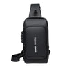 Bolso cruz para hombre negro multifuncional antirrobo visto desde atrás