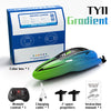 A green and black TY11 Gradient RC speedboat kit shown with its box, remote control, propellers, and instruction manual.