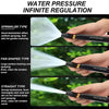 Three types of water pressure nozzles for cleaning and watering: sprinkler, fan-shaped, and straight.
