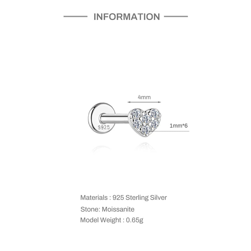 925 Sterling Silver Moissanite Bowknot Stud Earrings