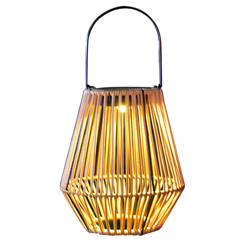 Rattan Solar Garden Lantern with Handle