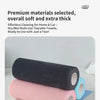 A stack of thick, reusable microfiber cleaning cloths in gray and pink colors.