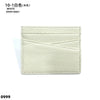 A beige genuine leather slim card holder wallet with diagonal stitching details.