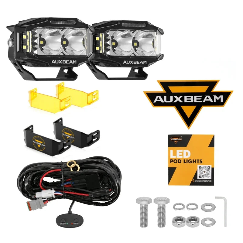 4 Inch LED Driving Lights with Amber DRL and Side Shooter