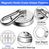 Magnetic hooks featuring a stainless steel carabiner and protective steel cup for various uses